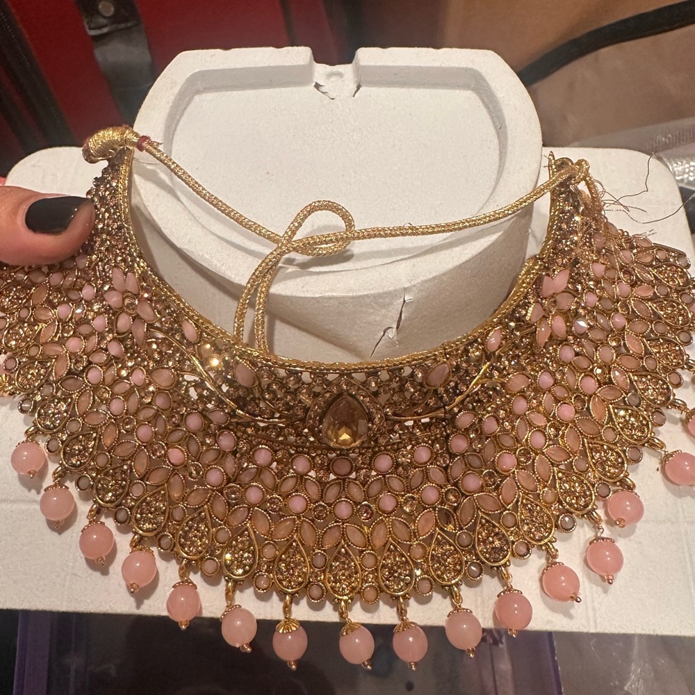 Gold and Pink Necklace Set